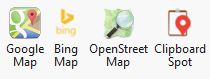 Google, Bing and OpenStreetMap Access Buttons