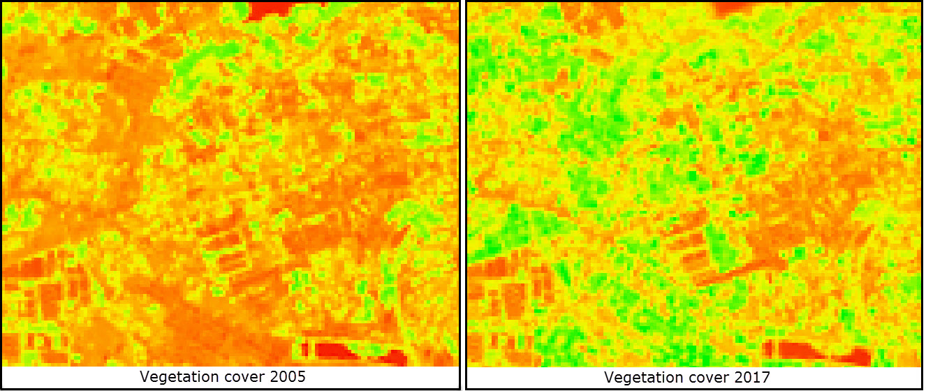 An image of the vegetation cover 2015 and 2017.