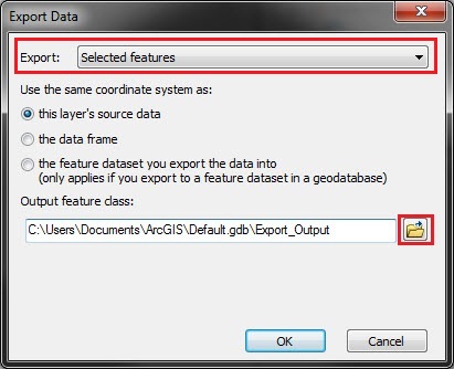 Image of the Export Data dialog box