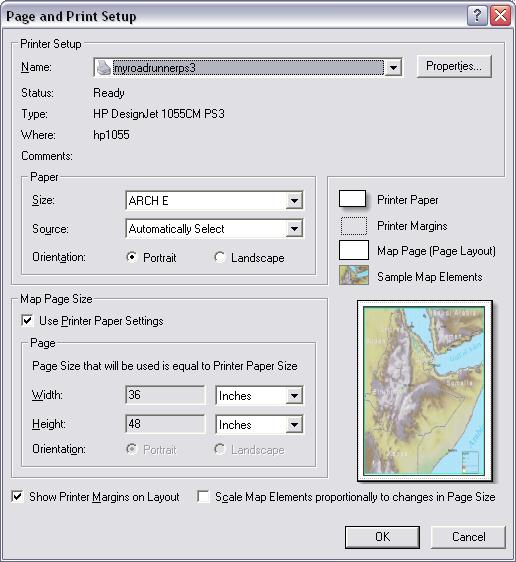 [O-Image] ArcMap Page and Print Setup - PostScript printer