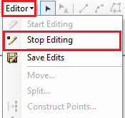 The Stop Editing option in the Editor menu