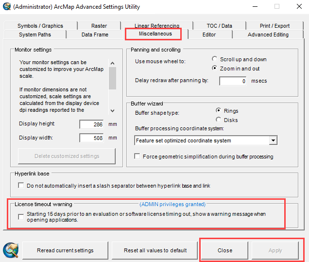 Launch AdvancedArcMapSettings.exe, and select the Miscellaneous tab. Uncheck the checkbox under 'License timeout warning'. Click Apply, and Close.