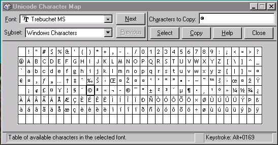[O-Image] Windows NT Character Map - normal mode.