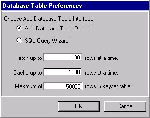 [O-Image] Add Database Table dialog box