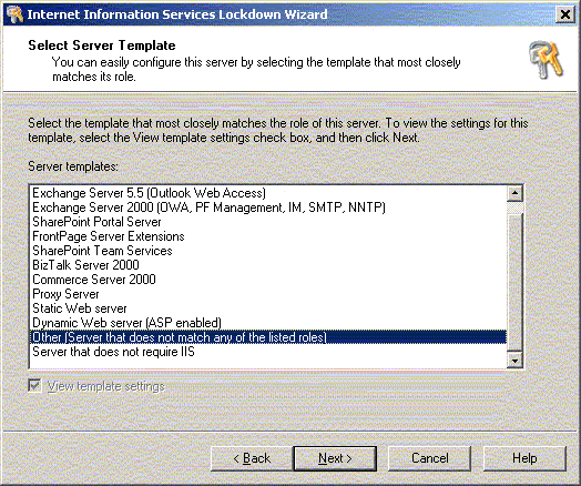[O-Image] IIS Lockdown Select Template Image