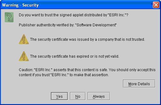 [O-image] Screen Grab of "Warning - Security" Message