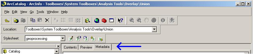 [O-image] Select ArcCatalog Metadata tab