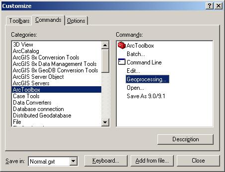 [O-Image] [O-image] ArcMap Tools Customize dialog box