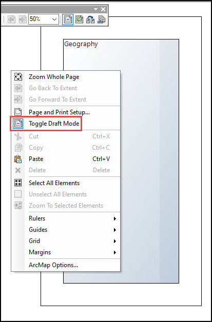 The Toggle Draft Mode menu option.