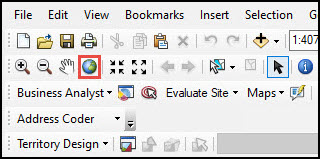 The Full Extent button in the Tools toolbar.