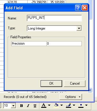 Image showing the Add Field dialog box with Name and Type specified.