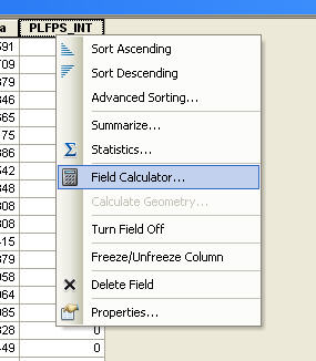 Image showing Field Calculator after right-clicking the new field.
