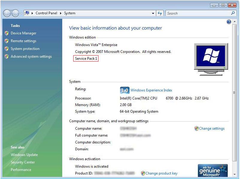 [O-Image] [O] Image - Windows Vista System Control Panel