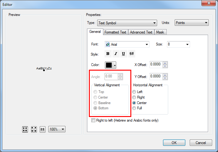 An image of the grayed out text label properties.