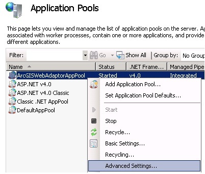 [O-Image] Web Adaptor AppPool Advanced Settings