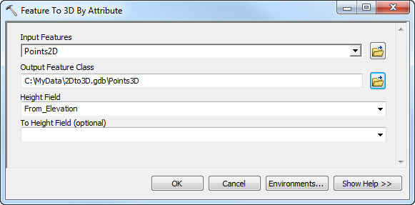 Feature To 3D By Attribute dialog box