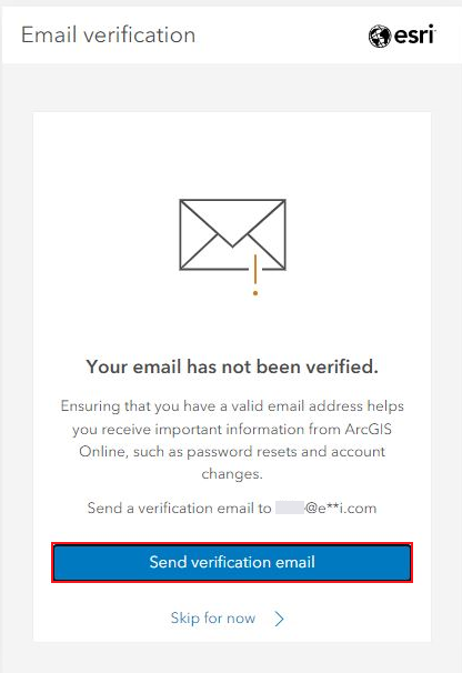 The Email verification window pops up.