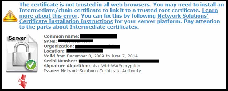 Example of broken certificate chain