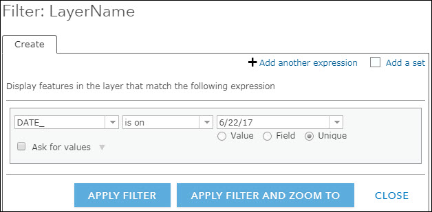 Filter by date in an ArcGIS Online web map