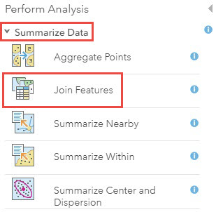 Join Features under the Summarize Data category in Perform Analysis