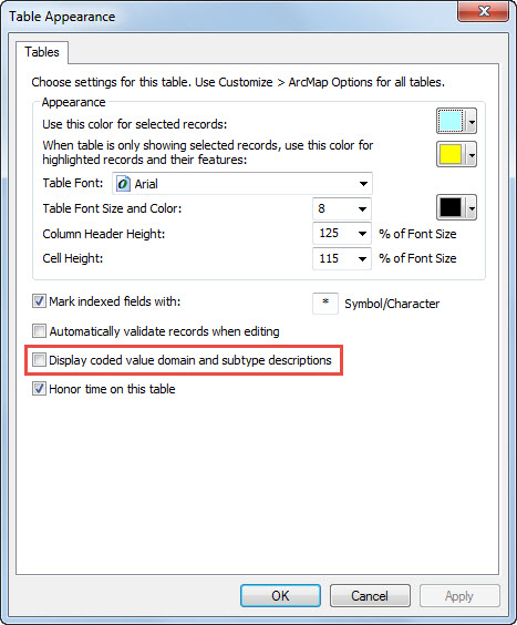 Change the setting through the attribute table
