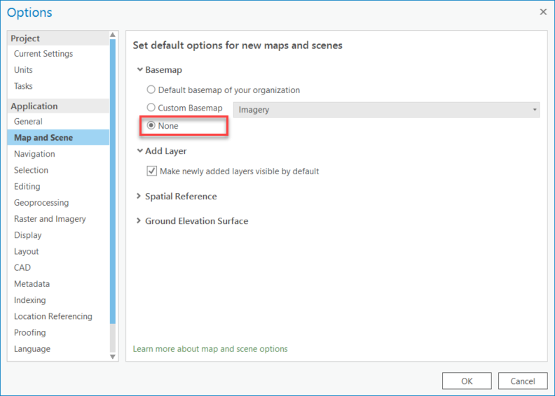 In Map and Scene, under the Basemap options, select None.