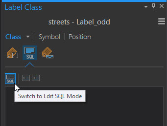 Switch to Edit SQL Mode in the Label Class pane