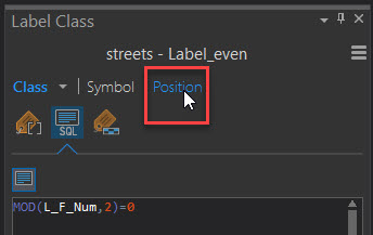 Click the Position tab in the Label Class pane