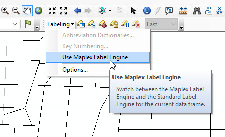 Click the Use Maplex Label Engine option from the Labeling toolbar in the Labeling drop-down menu