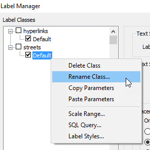 Right-click the Label Class name and select Rename Class