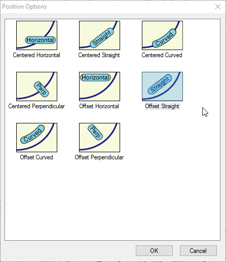 The Offset Straight setting is selected in the Position Options window