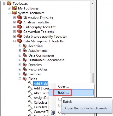 The Add Field tool in the Catalog window