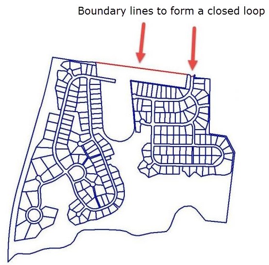 Create boundary lines to form a closed loop