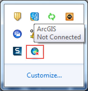 The disconnected ArcGIS Connection icon