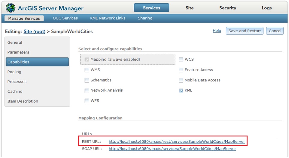 Image of the ArcGIS Server Manager