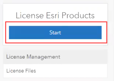 In My Esri, navigate to My Organizations > Licensing. In the left pane, under License Esri Products, click Start.