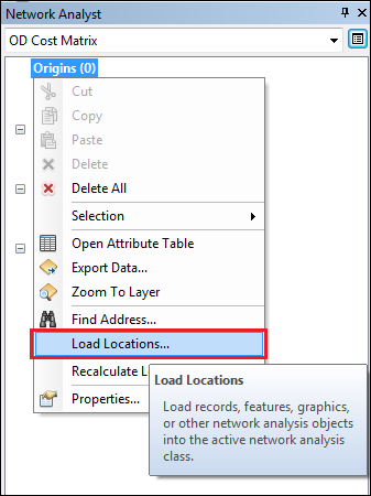 An image of the Load Locations option.