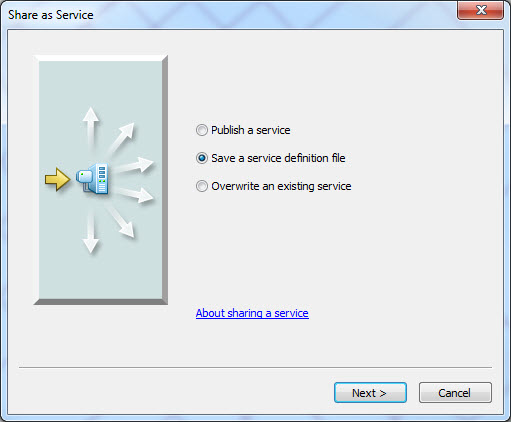 An image of the 'Share as Service' dialog box.