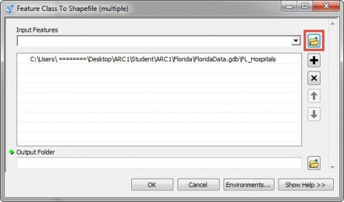 Image of the Feature Class To Shapefile (multiple) dialog box