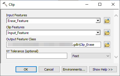 The Clip tool window with the parameters filled