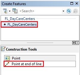 Create Features panel with Construction Tools section