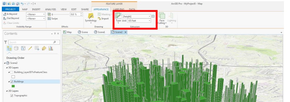 Extrude features in ArcGIS Pro