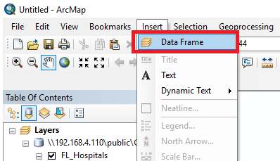 An image that shows how to insert a new data frame.