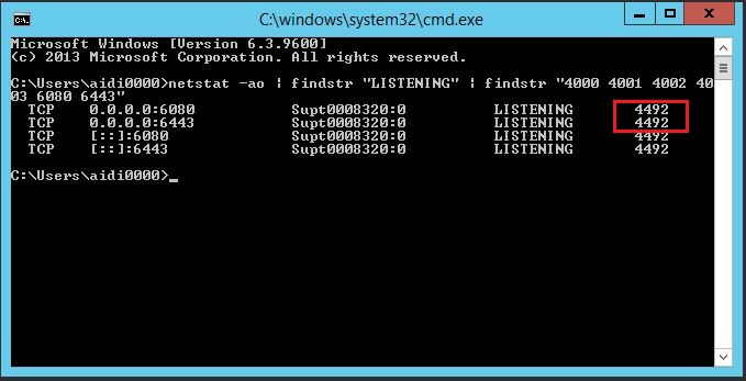 The image of Windows Command Prompt with listened ports