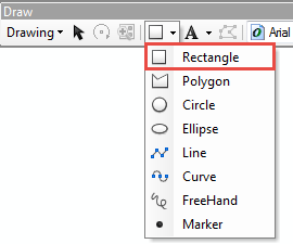 On the Draw toolbar, click the rectangle graphic.