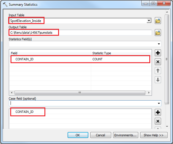 An image of the Summary Statistics tool dialog box.