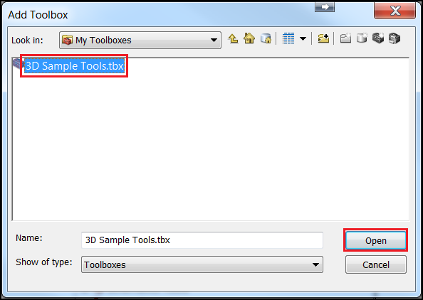 The Add Toolbox dialog.