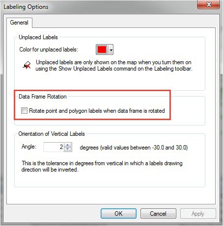 The Labeling Options dialog box