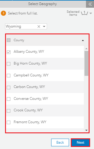 Select the desired county