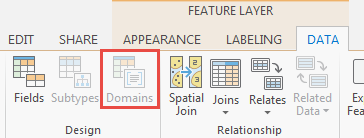 In the Data tab, the Domains button is disabled.